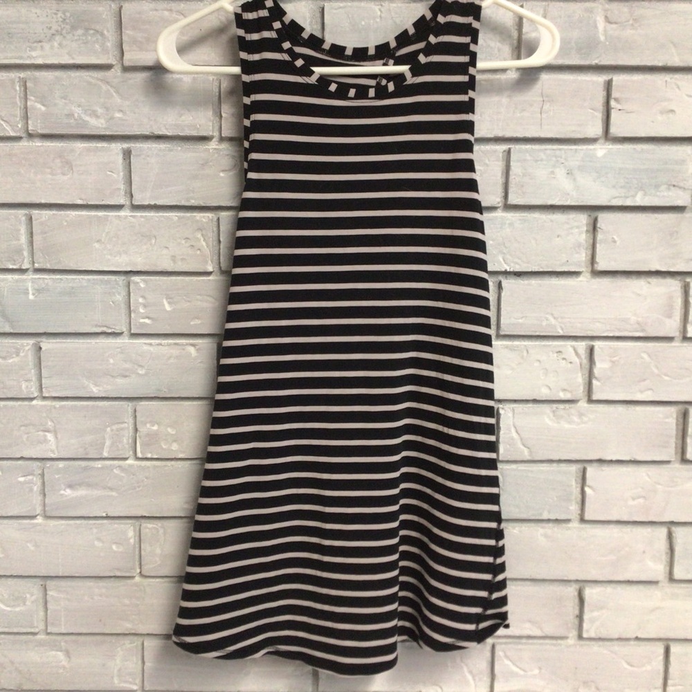 LULULEMON Open Back Workout Tank Black/Tan Striped Size M/10